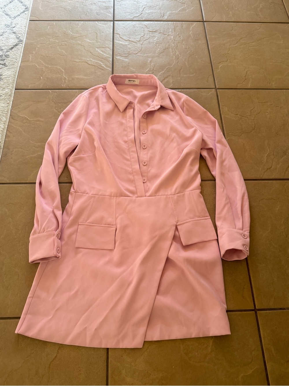 Showpo Blush Pink Long-Sleeve Shirt Dress - Picture 3 of 6